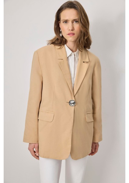 Gold Düğmeli Blazer Ceket