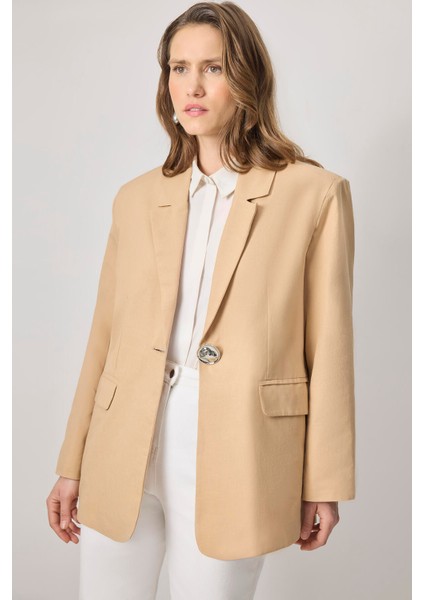 Gold Düğmeli Blazer Ceket