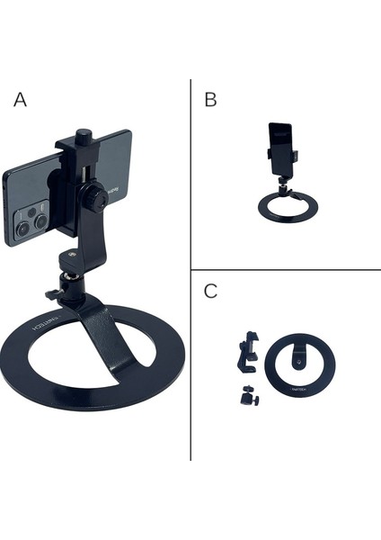 Masaüstü Telefon Tutucu Stand (Siyah Metal+Plastik Tutucu+ Hareketli Başlık)