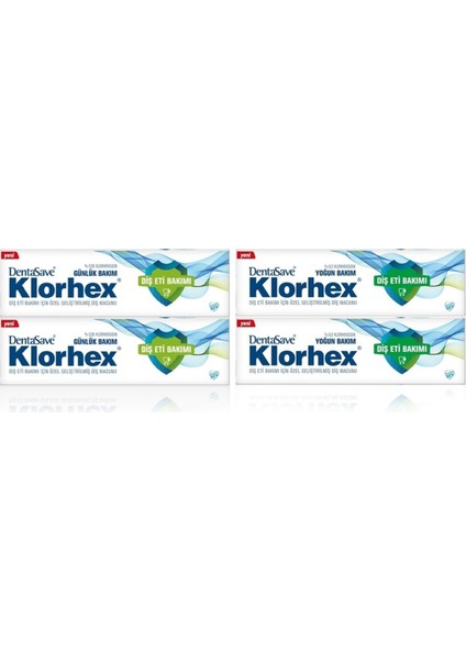 Klorhex Diş Macunu Yoğun Bakım 75 ml x 2 ve Günlük Bakım 75 ml x 2