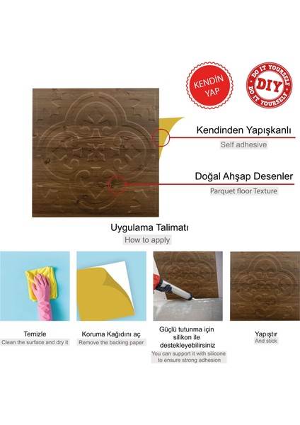 Kendinden Yapışkanlı 3D Kabartmalı Pvc Duvar Paneli Antik Solo Desen 41x41 cm/ 6 Adet /1 m²