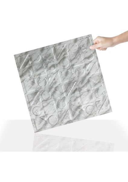 Kendinden Yapışkanlı 3D Kabartmalı Pvc Duvar Paneli Mermer Kareli Desen 41x41 cm/ 6 Adet /1 m²
