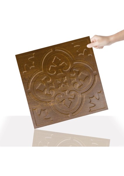 Kendinden Yapışkanlı 3D Kabartmalı Altın Meşe Solo Desen Pvc Duvar Panel 41X41 Cm/ 6 Adet /1 M²