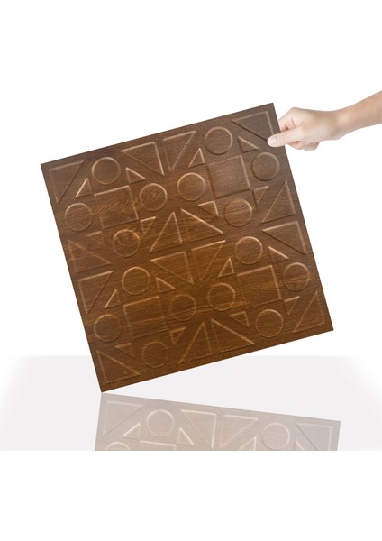 Kendinden Yapışkanlı 3D Kabartmalı Altın Meşe Kareli Desen Pvc Duvar Panel 41X41 Cm/ 6 Adet /1 M²