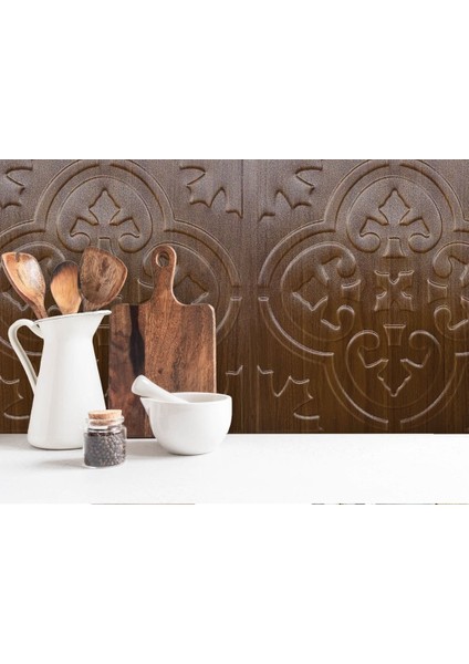 Kendinden Yapışkanlı 3D Kabartmalı Pvc Teak Solo Desen 41x41 cm/ 6 Adet /1 m²