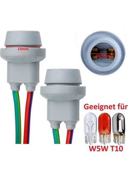 2x T10 Soket W5W Adaptörü Yumuşak Kauçuk Işık Lamba Tutucu Araba Aksesuarları Erkek Dişi Tel Konnektörü Kablo ile (Yurt Dışından)