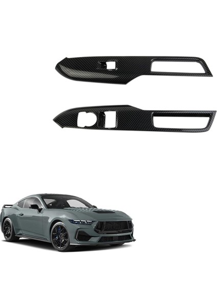Kapı Pencere Kaldırma Anahtarı Paneli Kapağı Döşeme Ford Mustang 2024 Iç Aksesuarlar Karbon Fiber (Yurt Dışından) modelleri