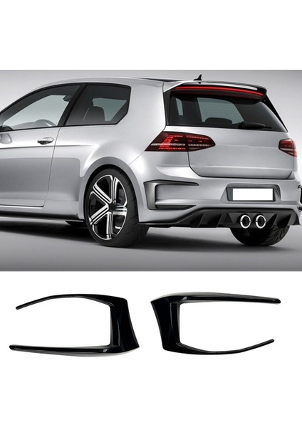 -Golf 7 Mk7 Gtd 2012-2015 Için Arka Tampon Splitter Canard Sis Lamba Işığı Hava Firar Yan Ayar Kapağı Parlak Siyah (Yurt Dışından)