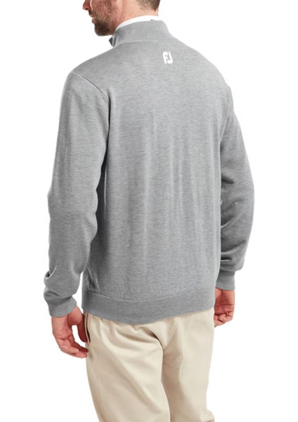 Yün Karışımı Yarım Fermuarlı Astarlı Kazak Heather Gray 90211