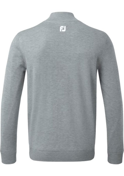 Yün Karışımı Yarım Fermuarlı Astarlı Kazak Heather Gray 90211