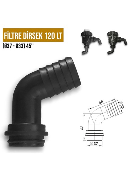 Filtre Plastik Dirsek 120 Lt