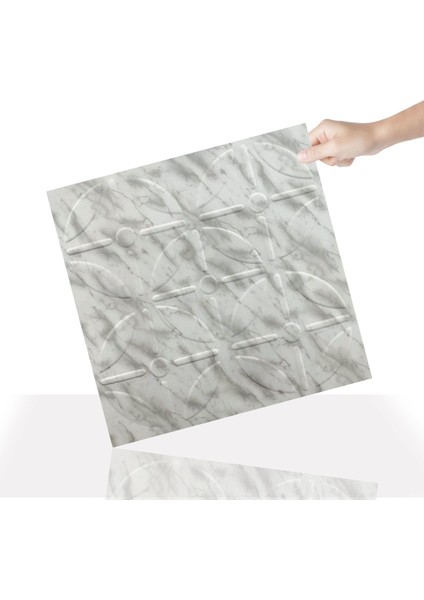 Kendinden Yapışkanlı 3D Kabartmalı Pvc Duvar Paneli Mermer Yuvarlak Desen 41x41 Cm/ 6 Adet /1 M²