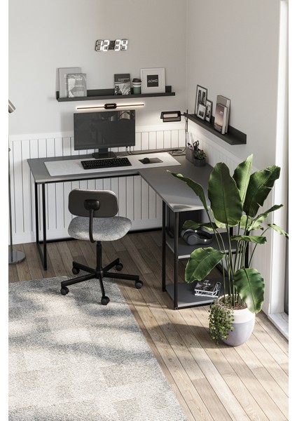 Çalışma Masası Ofis Masası Köşe Masa Bilgisayar Masası Odin Antrasit