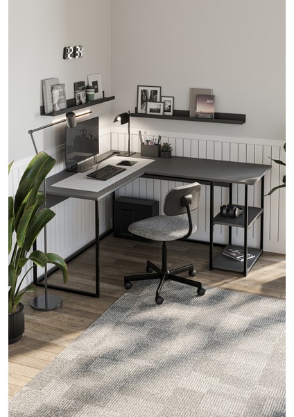 Çalışma Masası Ofis Masası Köşe Masa Bilgisayar Masası Odin Antrasit