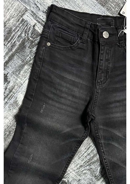Erkek Çocuk Çift Cepli Likralı Gabardin Siyah Jean Pantolon modelleri