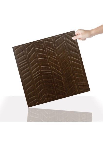 Kendinden Yapışkanlı 3D Kabartmalı Pvc Duvar Paneli Teak Kılçık Desen 41x41 Cm/ 6 Adet /1 M²