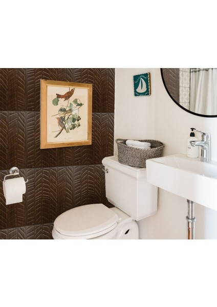 Kendinden Yapışkanlı 3D Kabartmalı Pvc Duvar Paneli Teak Kılçık Desen 41x41 Cm/ 6 Adet /1 M²