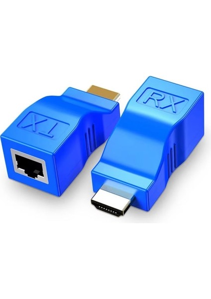 HDMI Extender | 30 Metre | Cat6 Üzerinden HDMI Uzatma | 1080P Destekli | Alıcı + Verici