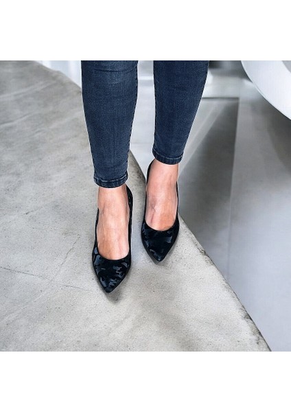 Siyah Deri Kamuflaj Desen Stiletto fiyatları
