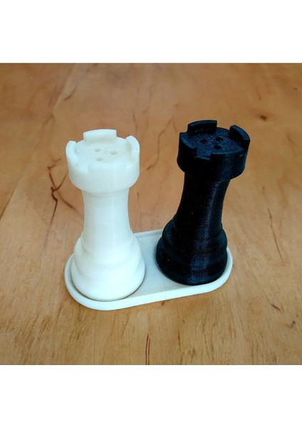 Satranç Kale Tasarımlı Tuzluk ve Biberlik,7 cm Boyut: 7 cm