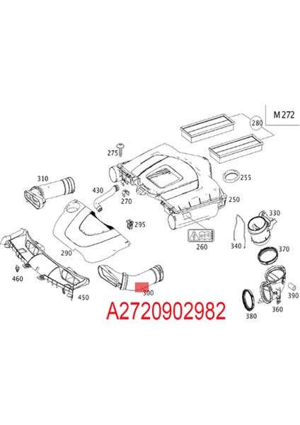 A2720902982 A2720902882 Mercedes Benz Glk 350 4matıc Hava Yolu Emme Borusu Için Hava Giriş Hortumu (Yurt Dışından)