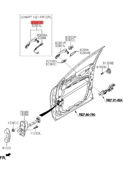82661-C5710 Sağ Ön Endüktif Dış Kapı Kolu Kia Sorento 2015-2018 Için Düğmeli Kapak Krom Tutma Kolu Takımı (Yurt Dışından)