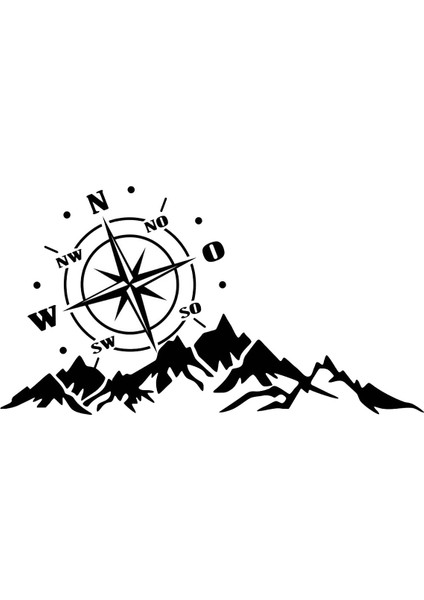 Araba Suv Evrensel Kaput Sticker Dağ Pusulası Grafik Çıkartma Sticker Dekorasyon (Yurt Dışından)