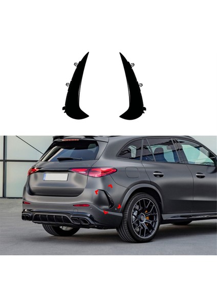 Mercedes Benz Glc Sınıfı X254 Amg Line 2023 2024 Arka Tampon Trim Dudak Spoiler Çamurluk Kanatçıkları Kanatçıklar, Siyah (Yurt Dışından) fiyatları