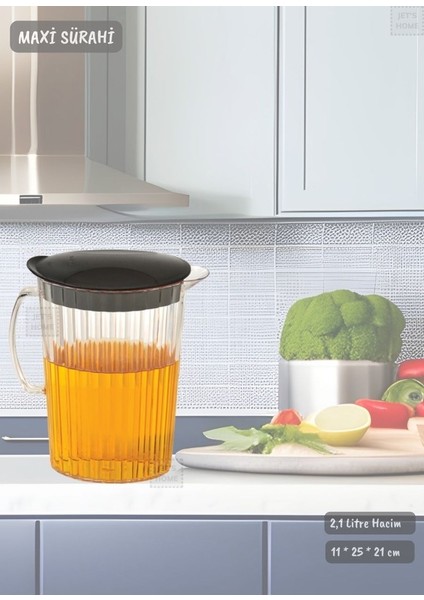 Siyah Kapaklı Sürahi Plastik 2,1 Litre Bpa Free