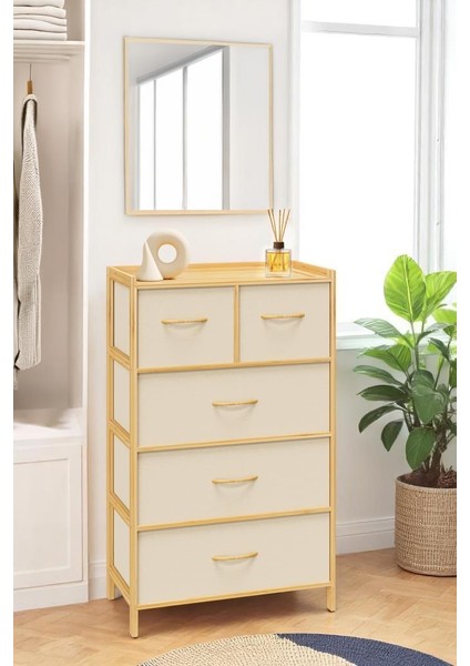 Bambu 5 Çekmeceli Dolap Organizer Çok Amaçlı Düzenleyici Şifonyer DB-0013