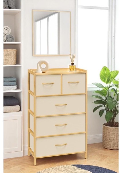 Bambu 5 Çekmeceli Dolap Organizer Çok Amaçlı Düzenleyici Şifonyer DB-0013