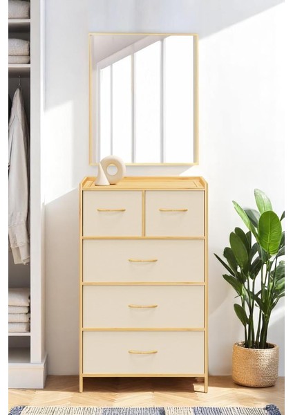Bambu 5 Çekmeceli Dolap Organizer Çok Amaçlı Düzenleyici Şifonyer DB-0013