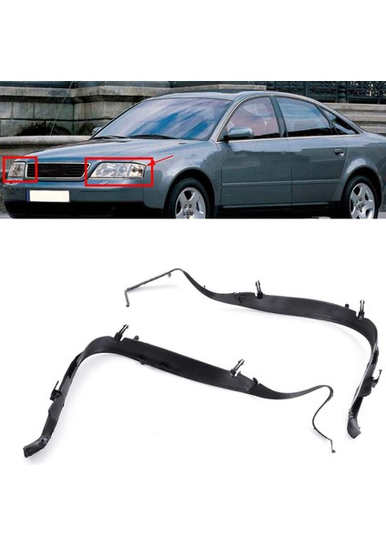 2 Adet/takım Ön Far Conta Kapağı Trim Halkası -Audi A6 C5 2002 2003 2004 2005 Facelift 4B0941191A 4B0941192A (Yurt Dışından)