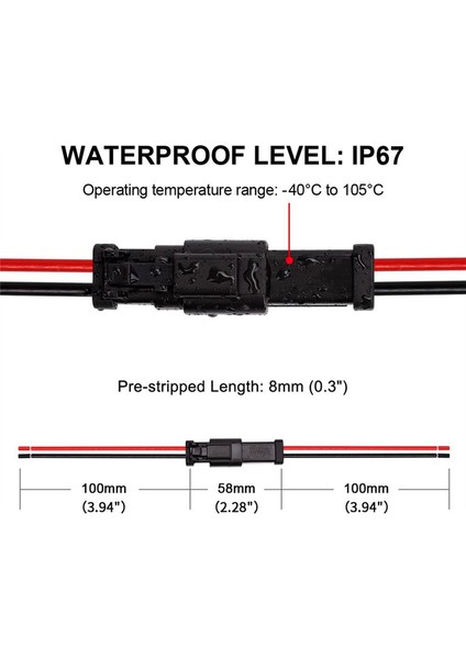 6 Çift Dt 2 Pin Pigtail Kiti Erkek Dişi Konnektör Adaptör Soket Kablolama Demeti LED Çalışma Işığı Aksesuarları Için (Yurt Dışından) modelleri