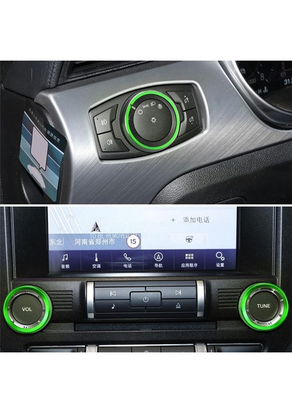 Dash Düğmeleri Trim Halkası 2015-2021 Ford Mustang Ses Far Anahtarları Ayar Düğmesi Kontrol Düğmesi Kapağı, Yeşil 3 Adet (Yurt Dışından) fırsatları