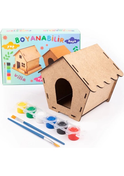 Ahşap Oyuncak Ev Boyama Seti, Ahşap Boyama Evi, Ahşap Oyuncak Yapboz Ev