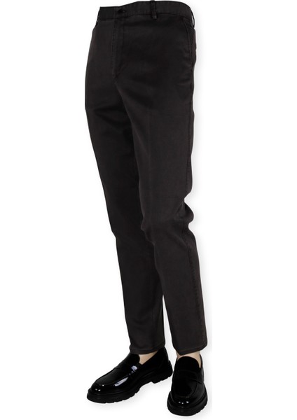Erkek Terleme Yapmaz Regular Fit Keten Pantolon 0550-KAHVE