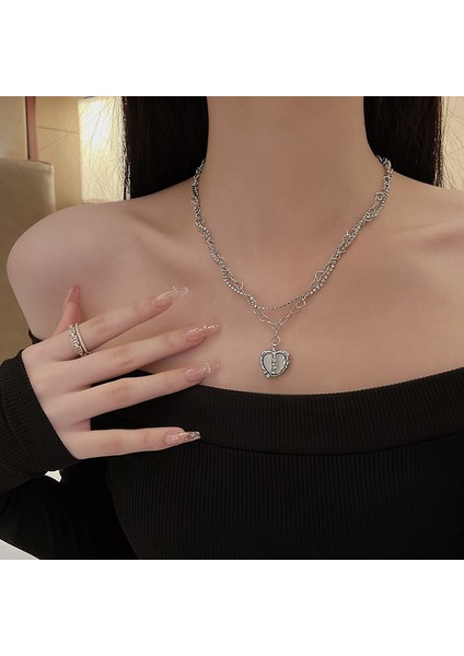 High-End Hafif Lüks Titanyum Çelik Kolye Kadın Niş Tasarımı Sıcak Kız Inci Köprücük Kemiği Zinciri Moda Çok Yönlü Aksesuar (Yurt Dışından)