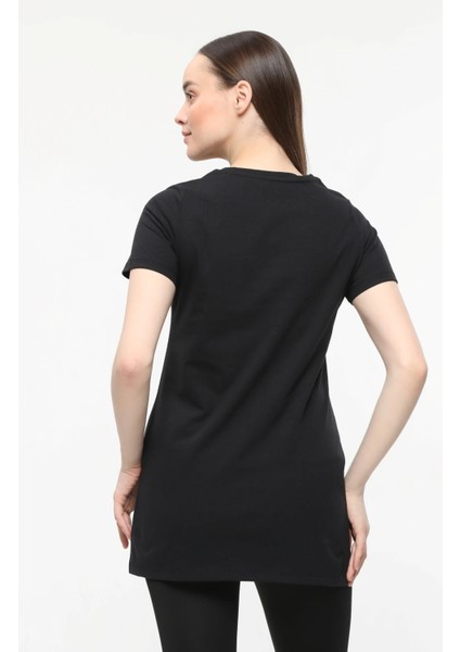 Kadın 3'lü Basic Regular Fit V Yaka Arkası Uzun Tişört Seti