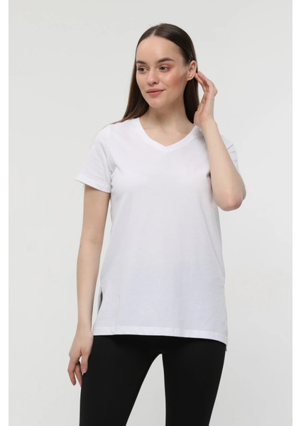 Kadın 3'lü Basic Regular Fit V Yaka Arkası Uzun Tişört Seti fiyatları