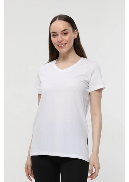 Kadın 3'lü Basic Regular Fit V Yaka Arkası Uzun Tişört Seti fırsatları