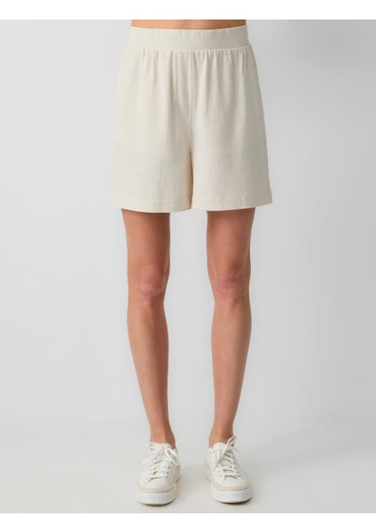 Taş Rahat Kesim Yüksek Bel Bol Paça Keten Şort indirimleri