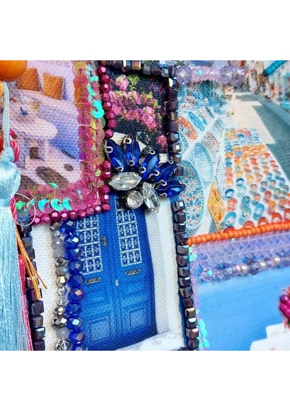 3889 El Yapımı Etnik Bodrum Desenli Boncuk ve Taş İşlemeli - Renkli Püsküllü Clutch Çanta modelleri