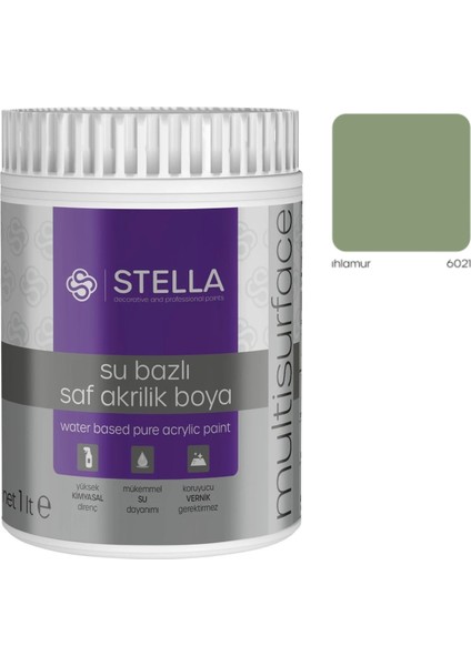 Su Bazlı Saf Akrilik Boya Ihlamur Ral-6021 1 Lt