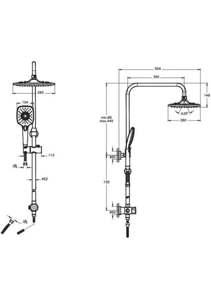Solid S Banyo Bataryası + Kuğu Lavabo Bataryası + 3s Duş Sistemi
