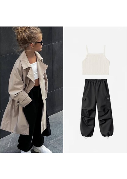 La’ciel Paris Crop Paraşüt Pantolon Takım