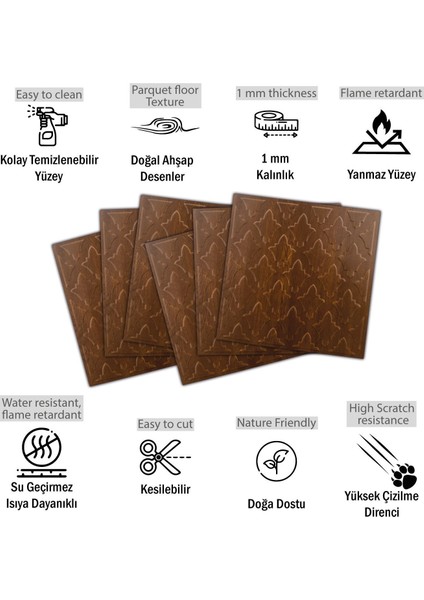 Kendinden Yapışkanlı 3D Kabartmalı Pvc Duvar Paneli Altın Meşe Salon Desen 41x41 Cm/ 6 Adet /1 M²