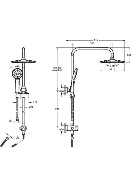 Solid S Banyo Bataryası + Kuğu Lavabo Bataryası + 3c Duş Sistemi