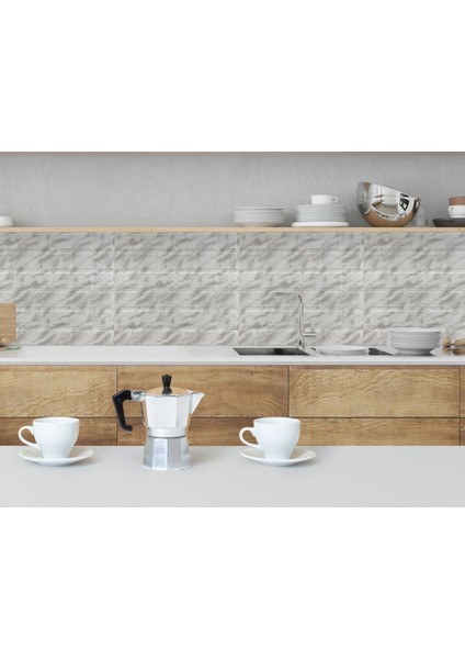 Kendinden Yapışkanlı 3 Boyutlu Duvar Paneli Mermer Metro Desen 41x41 Cm/ 6 Adet /1 M²