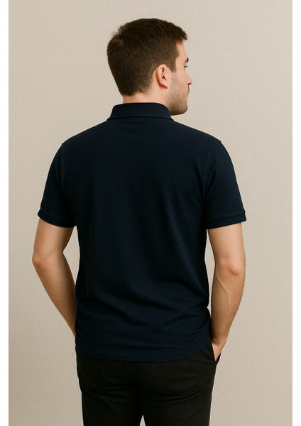 Erkek Lacivert Polo Yaka Tişört – Slim Fit, Şık ve Rahat Tasarım